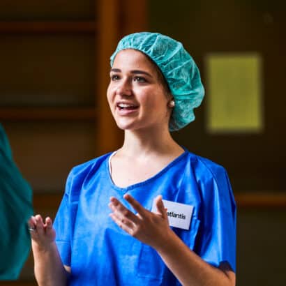 A student shadowing in the hospital.