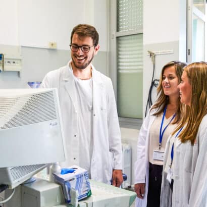 Students shadowing in the hospital.