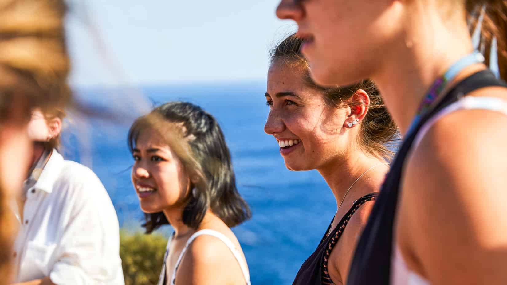 Students on an excursion to the temple of Poseidon.