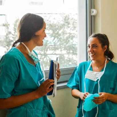 Students shadowing in the hospital.